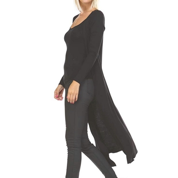 NEW Black Duster Cardigan Sz Medium Long Sleeve - Picture 2 of 5